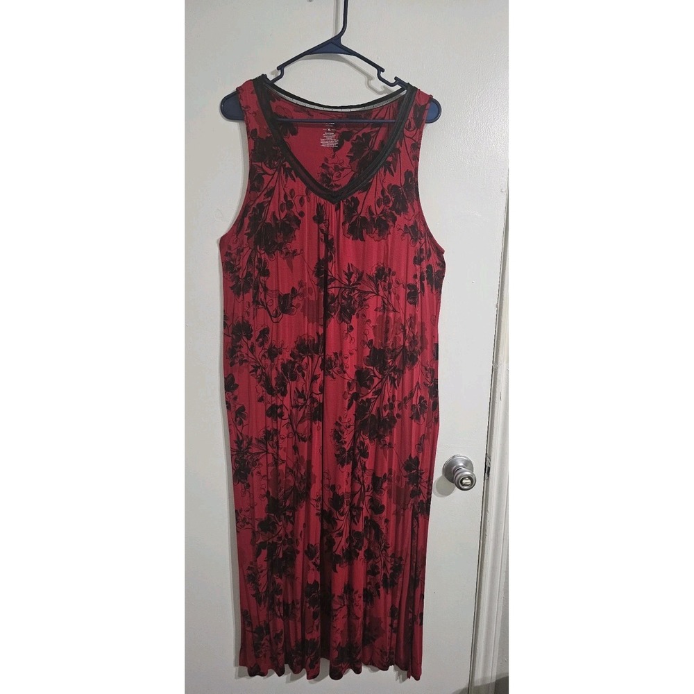 Apt 9 Intimates Floral Night Gown Extra Large Red Boho Romantic Artsy Sleeveless